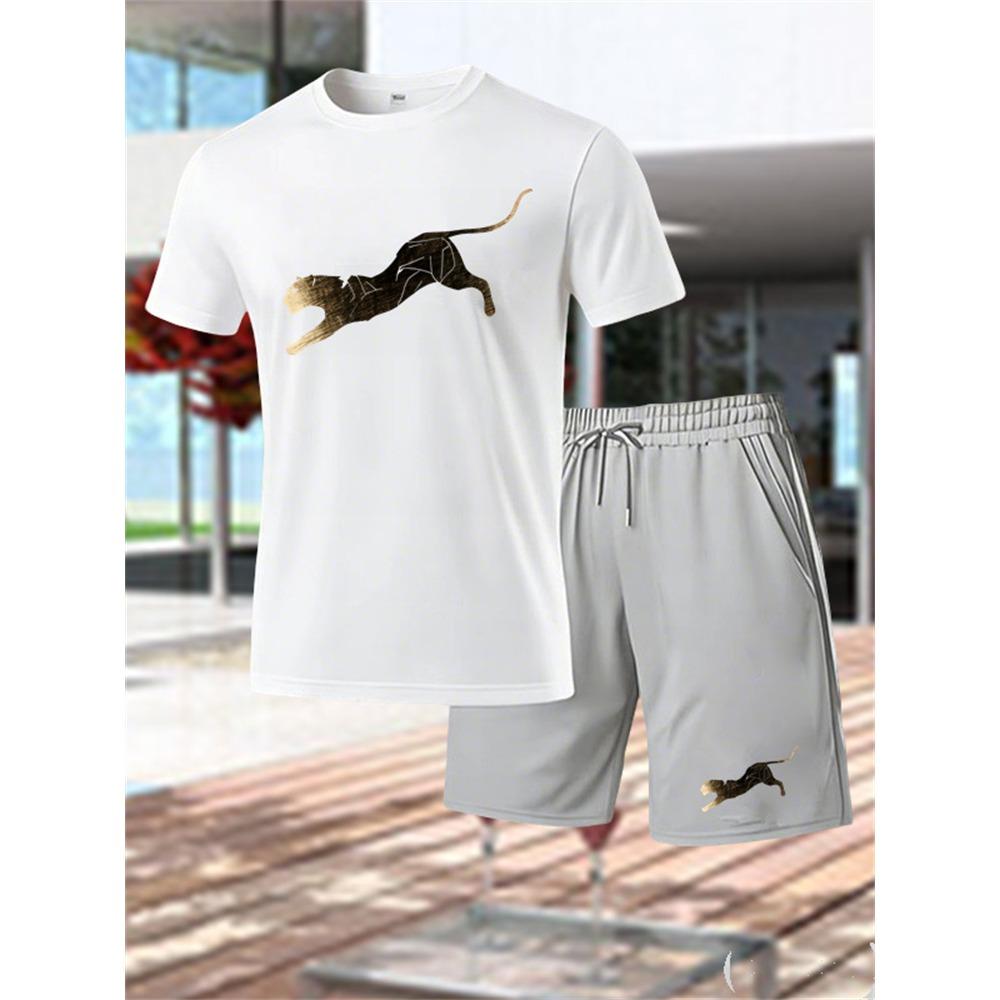 Summer Outdoor Sports Set Men's Breathable T-shirt and Shorts Casual Fashion Two Piece Set