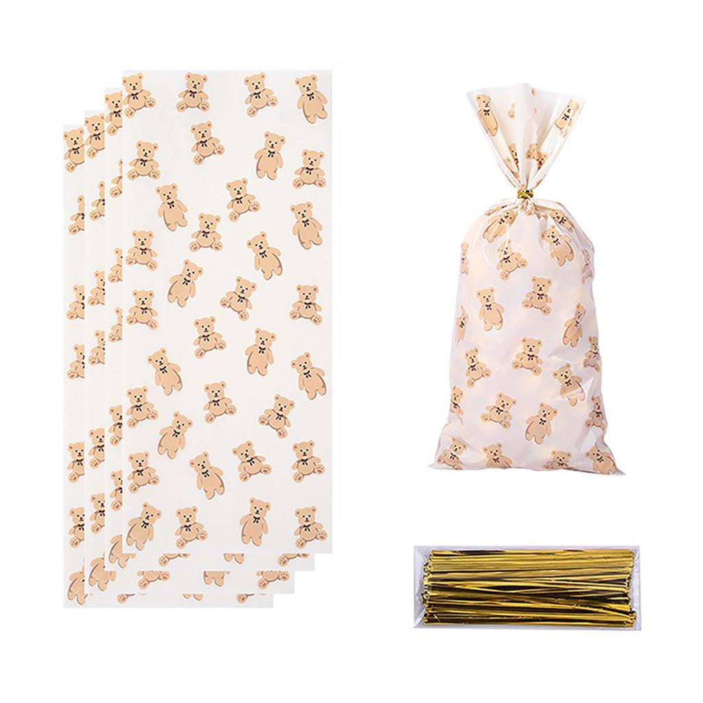 50 шт., подарочные пакеты для конфет в виде медведя в виде животного, печенье, десерт, сделай сам для детей, тема футбольных джунглей, декор для дня рождения