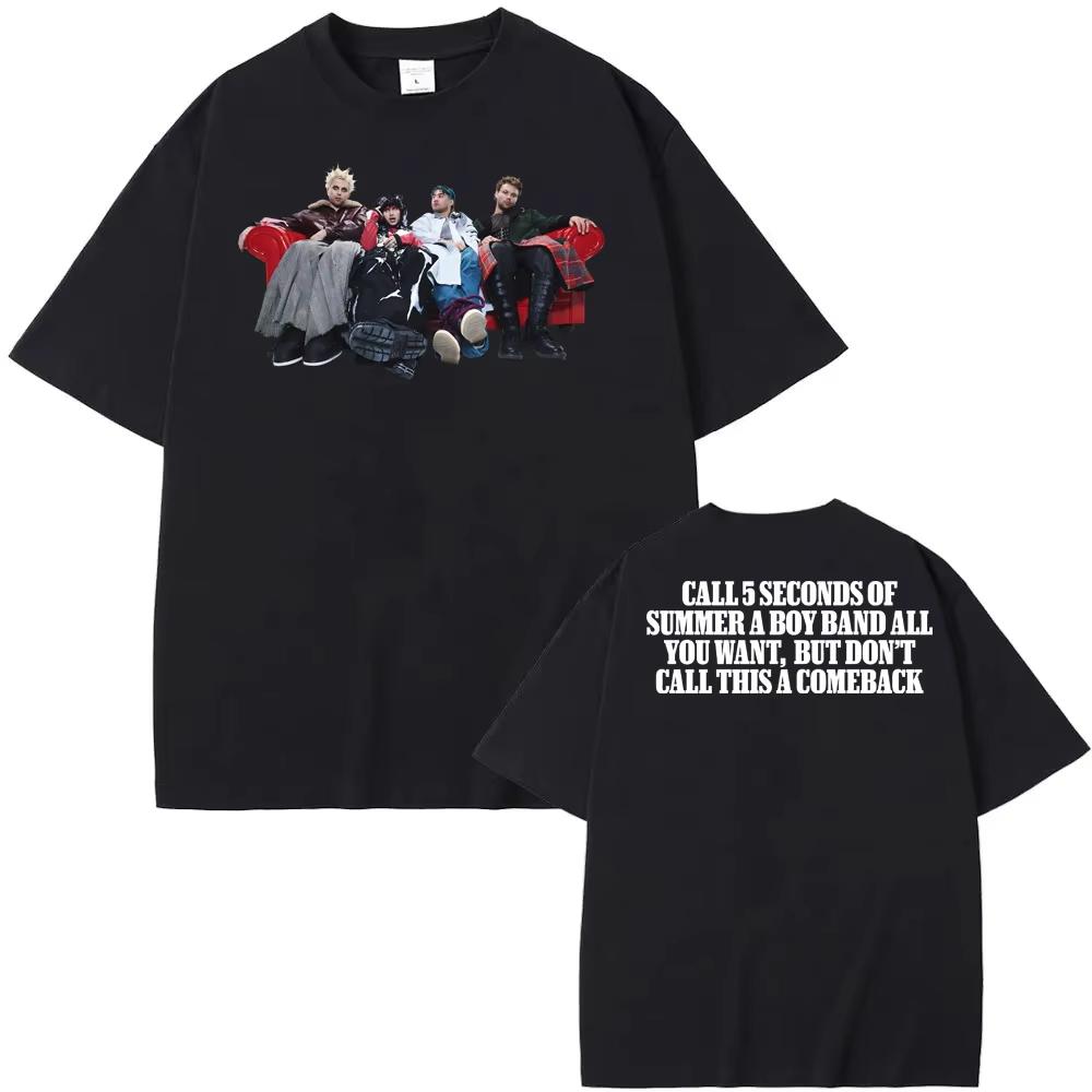 5 Seconds of Summer Tee 2025 New Album NOT OK Tops Summer Hip Hop 100cotton Teeshirt High Quality Retro Round Neck Tshirt