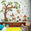 Cute Tree Animal Wall Stickers Spotted Deer Cartoon Monkey Sloth Fox Wall Decals for Kids Room Decor