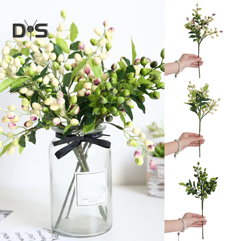 Blooming Bouquet Artificial Berry Leaf Twig Garden Flower Arrangement Desktop Home DIY Decor