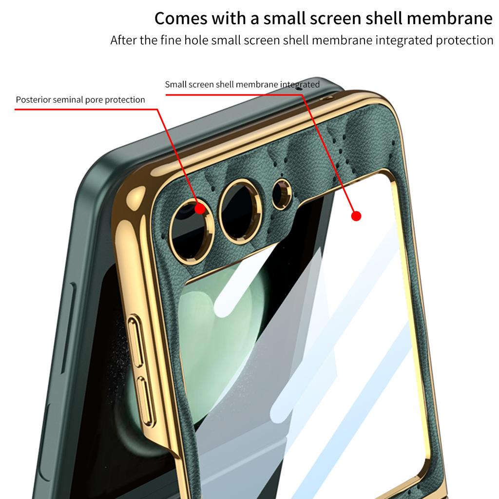 Применимо к чехлу для мобильного телефона Samsung Z flip1, ультратонкий, однотонный, кожаный, с кольцом, со встроенной пленкой, гальваническое покрытие, flip1, противоударный защитный чехол