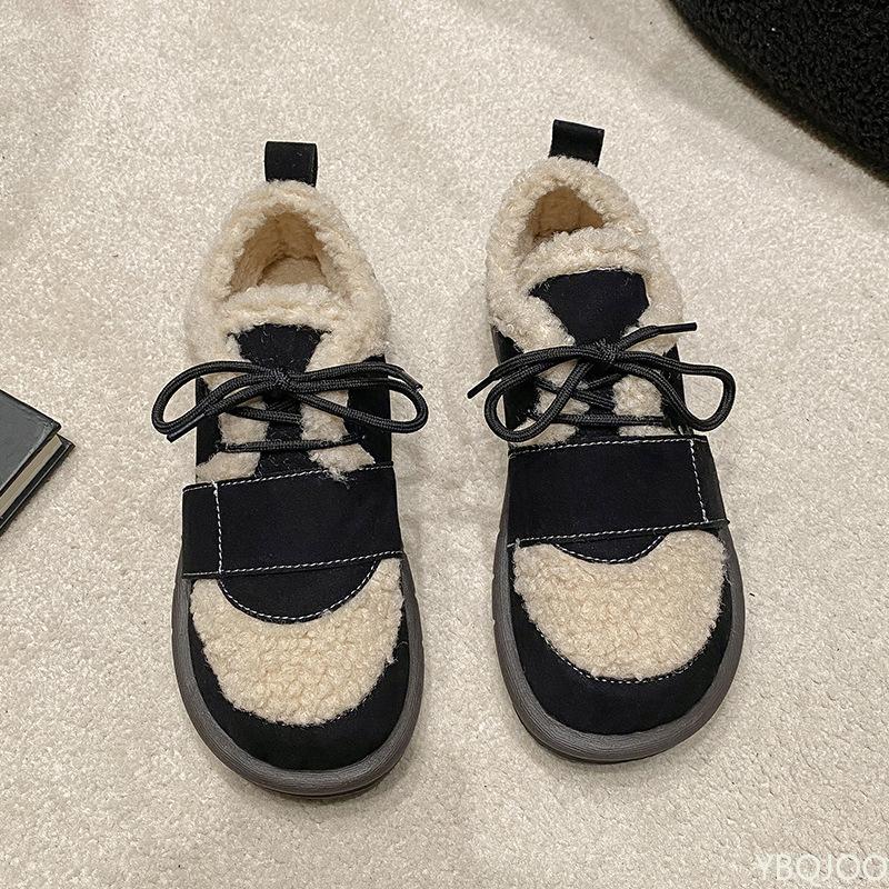 Осень зима новая женская повседневная хлопковая обувь ретро на шнуровке холодостойкая теплая простая удобная женская обувь