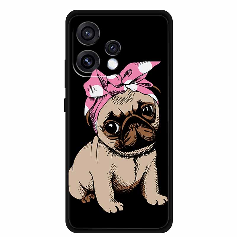 Чехол для Oppo Reno15 5G Цветочный Черный Силиконовый Мягкий Защитный Задний Чехол для Oppo Reno 15C 2025 Чехол для Телефона Coque Мультяшные Ракушки