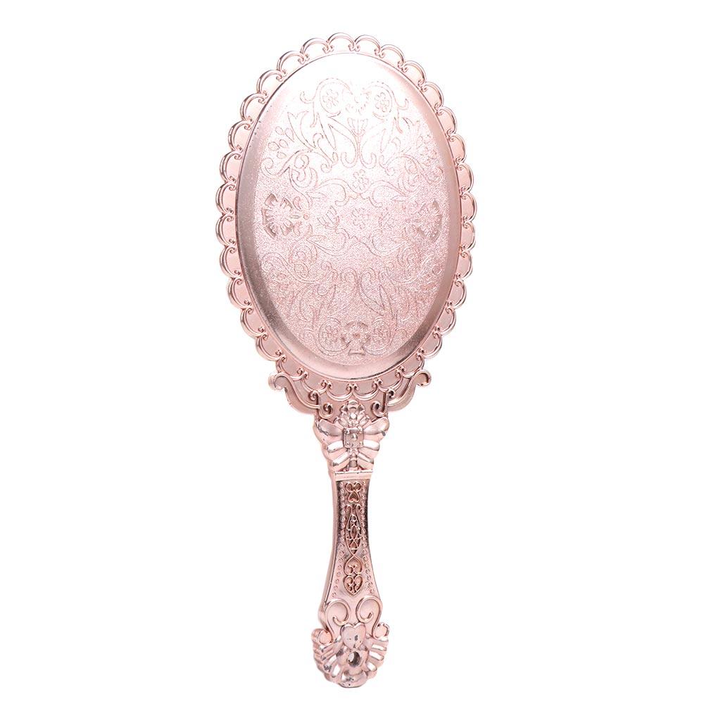 Pattern Handle Carved Small Mirror Easy to Carry Portable Dressing Mirror Handheld Mirror  Desktop