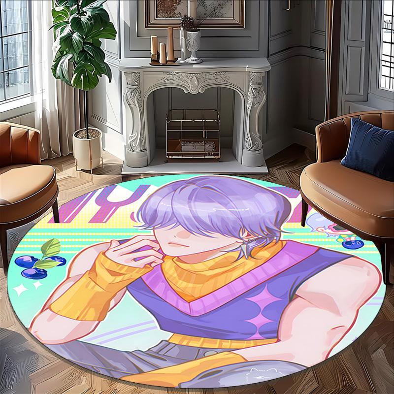 1pc KPop Demon Hunters29 Print Round Carpet Chair Round Carpet Suitable for Bedroom Living Room Home Decorative Carpet
