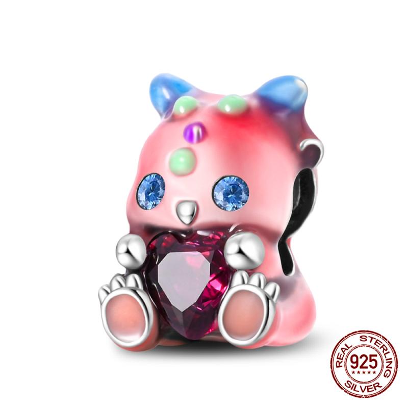 Original Owl Beads 100% 925 Silver Lucky Cat Elephant Charms Fit Original 925 Bracelet DIY Jewelry Making Women's Gift