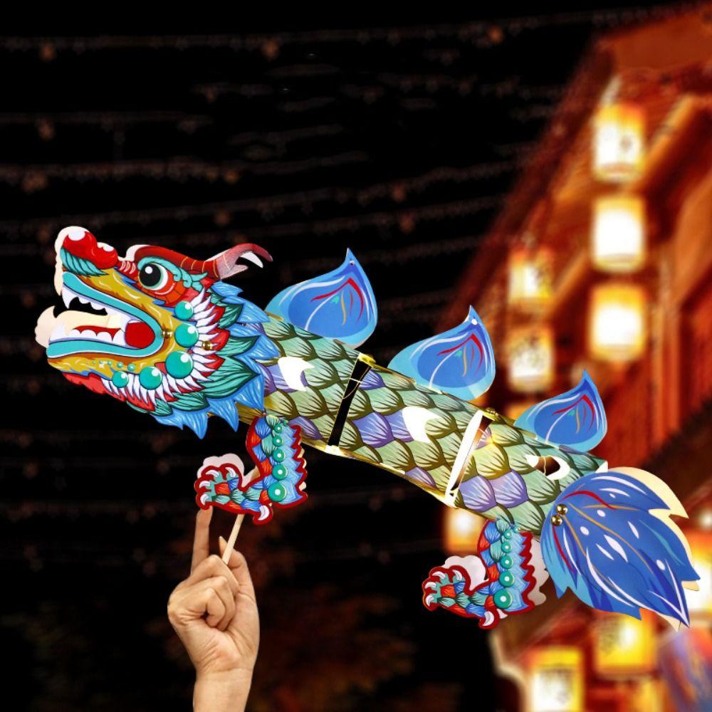 DIY Craft Chinese Style Dragon Lamp Luminous Handheld Dragon Lantern  Children's Toys