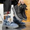 Fashion Men Retro Canvas Boots 2025 Trendy Working Shoes High Top Men Ankle Boots Outdoor Street Style Platform Boots Botas Masculino