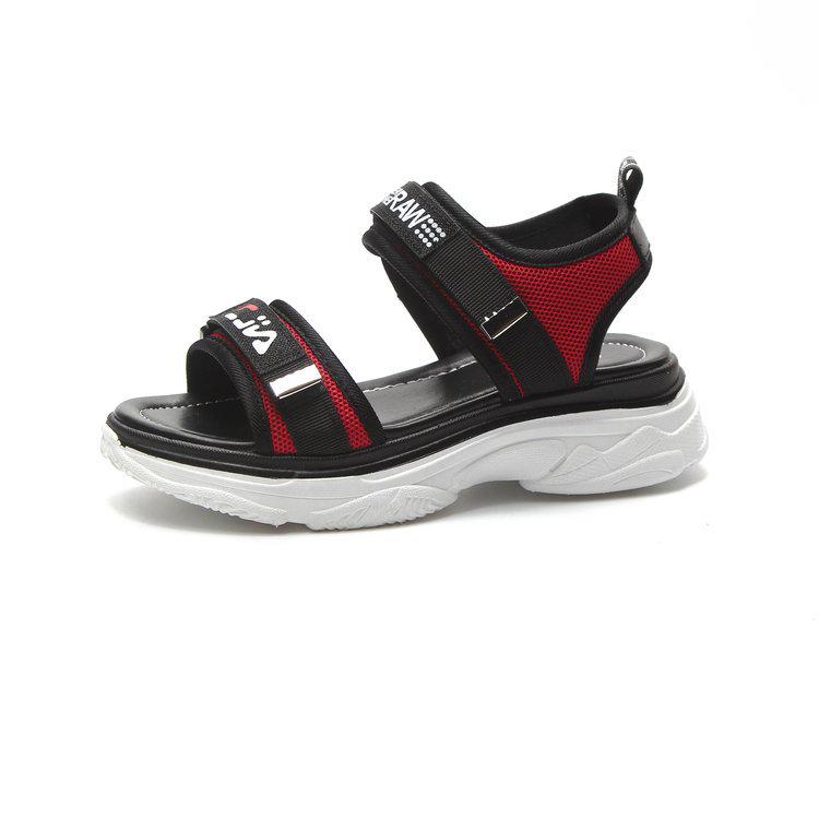 Летние новые сандалии женские корейская версия модные повседневные студентка маффин подошва танкетка липучка платформа пляжная обувь женская