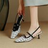 Fashion New Summer Sandals Cover Toe Sandals for Women High Heels Sandals Fashion Mixed Color Ladies Shoes Purple Office Women Shoes