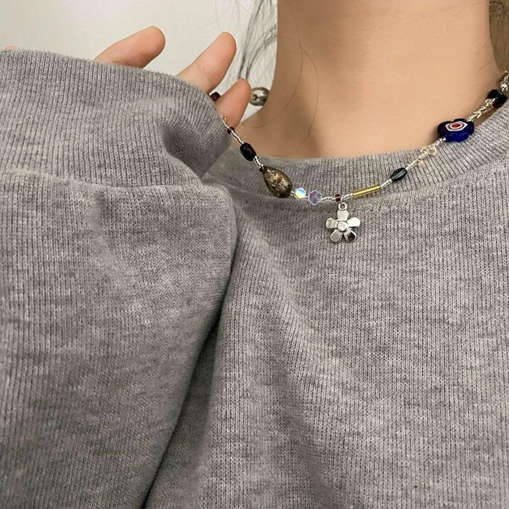 Love Heart Collar Chain Korean Style Necklace Flower Necklace Fashion Jewelry Women Clavicle Chain