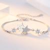 Japanese and Korean Style Diamond-studded Small Star Bracelet Women's Fashion Double-layer Five-pointed Star Silver-plated Bracelet