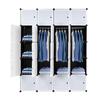 20 Cube Organizer Stackable Plastic Cube Storage Shelves Design Multifunctional Modular Closet Cabinet with Hanging Rod White Doors and Black Panels