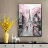Pink Romantic City Couple Paris Eiffel Tower Landscape Oil Painting On Canvas Poster Print Wall Picture for Living Room Cuadros