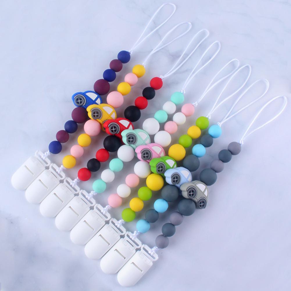 Держатель для пустышки с бусинами из пищевого силикона