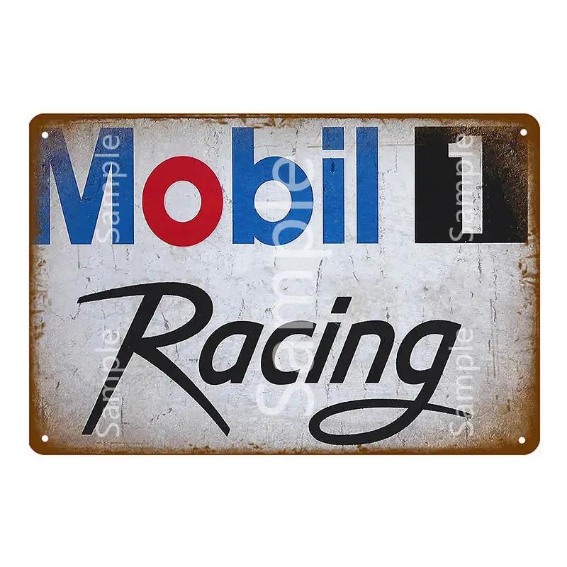 Винтажная металлическая жестяная табличка Gulf ESSO Mobil Racing Бензин Wadhams Моторное масло Гаражное обслуживание Настенный декор Искусство Постер Настенная табличка YL055