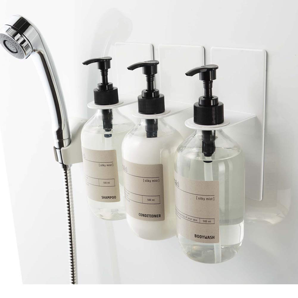 Yamazaki Jitsugyo Magnetic Bathroom Dispenser Holder White W7XD8XH17cm Tower Floating Storage Hygienic 4867 Approx.