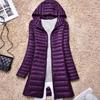 Autumn And Winter Fashion Plus Size Long Down Coat For Mother Jacket Hooded Solid Candy Colors Clothes