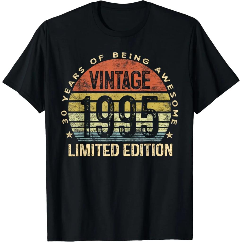 Vintage 30th Birthday Decorations Vintage 1995 30 Years Old T Shirts Men Streetwear Tee Shirt Short Sleeve Unisex Loose Clothing