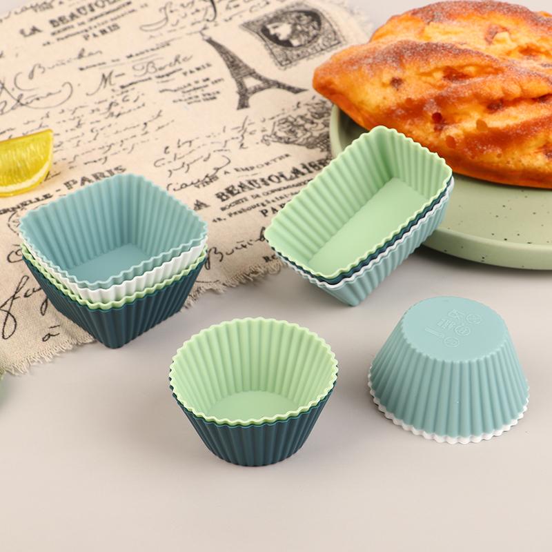 6 шт./набор силиконовых формочек для кексов, круглые, квадратные, прямоугольные, многоразовые, антипригарные формы для кексов, инструменты для украшения выпечки