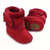 Cute Bowknot Comfortable Boots for Baby Girls Soft Warm Plus Fleece Boots for Indoor Walking