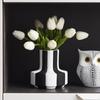 Ceramic Vase Flower Pot Home Decor Plant Flowerpot Black and White for Wedding Living Room