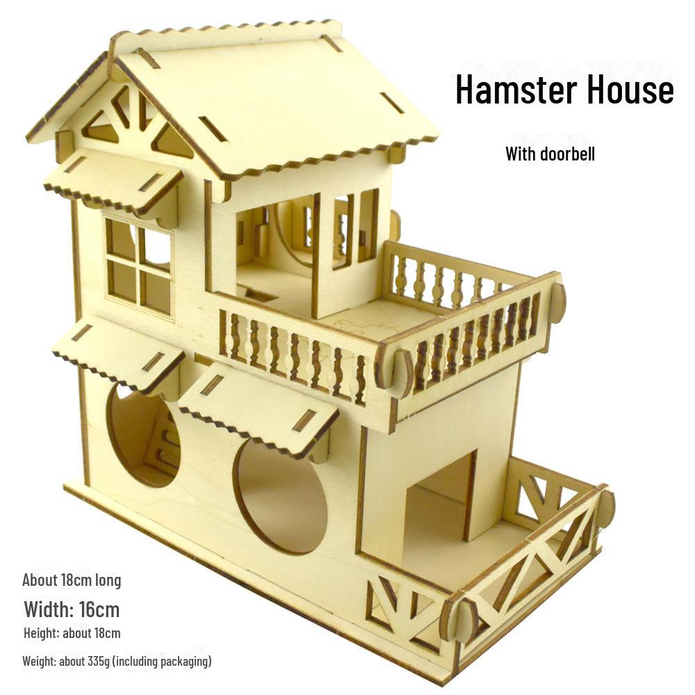 Solid Wood Hamster Play Tunnel: Sports Track, Climbing Stairs, Shelter & Fitness Platform.