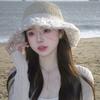 Large Brim Flower Sun Hat Breathable Lace Bowknot Sunshade Cap Vacation Woman's Straw Hat  Travel