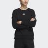 adidas Fi W Swt Gloss Logo Print Knit Crew Neck Sweatshirt Women Hoody Black H09766