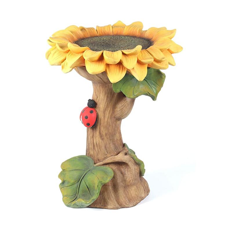 Садовые подсолнухи из смолы, ванна для птиц, кормушка для диких птиц, садовые украшения, уличные украшения для дома
