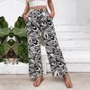 Women's Floral Print Pants Summer Pants High-waisted Straight-leg Pants