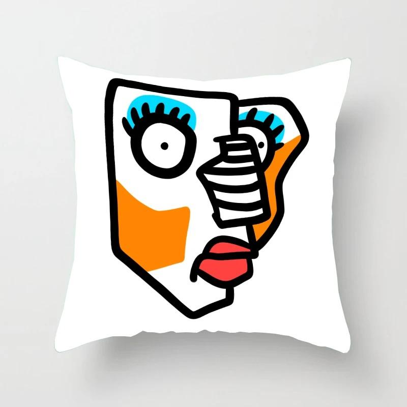 Наволочка с абстрактным рисунком смайлика для автомобиля, украшения для офиса, гостиной, дома