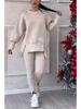 2024 Women's Casual Long Sleeve Sweatshirt and Leggings Set - European and American Style