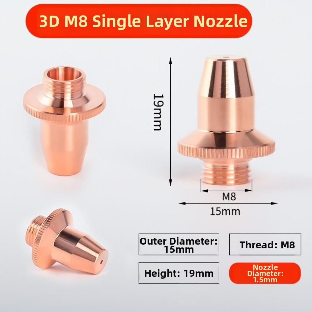 D15 M8 H19 Laser Cutting Nozzle Single Layer Copper Laser Nozzle for Pipe Cutter Head