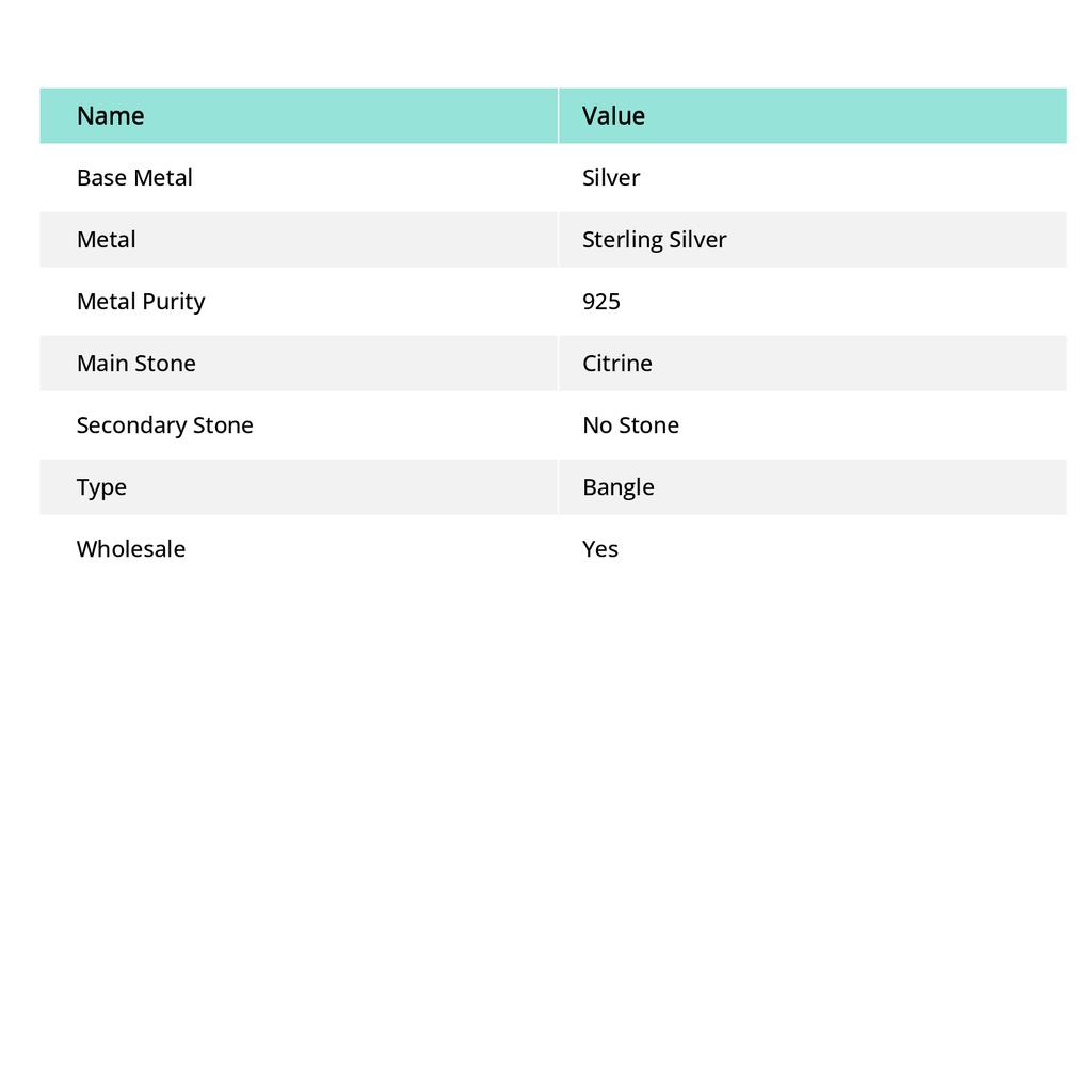Цитрин Драгоценный камень 925 Стерлинговое серебро Манжета Браслет Регулируемый