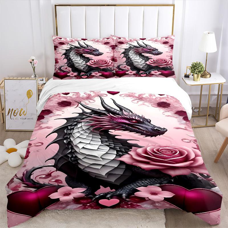 3pcs Dragon Art Duvet Cover Set, Soft Comfortable Duvet Cover,Guest Room (1*Duvet Cover + 2*Pillowcase, Without Core) yy251104131