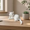 3D-печатная статуэтка кошки, Маленькая фигурка кошки, закрывающей мордочку, Милая скульптура животного для декора офисного стола, Подарки для любителей кошек