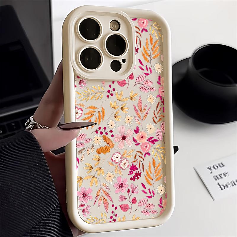 Leaf Pattern Cute Flower Phone Case For iPhone 13 16e 11 15 12 14 16 17 Pro Max 7 8 Plus X XR XS SE Soft Liquid Silicone Cover