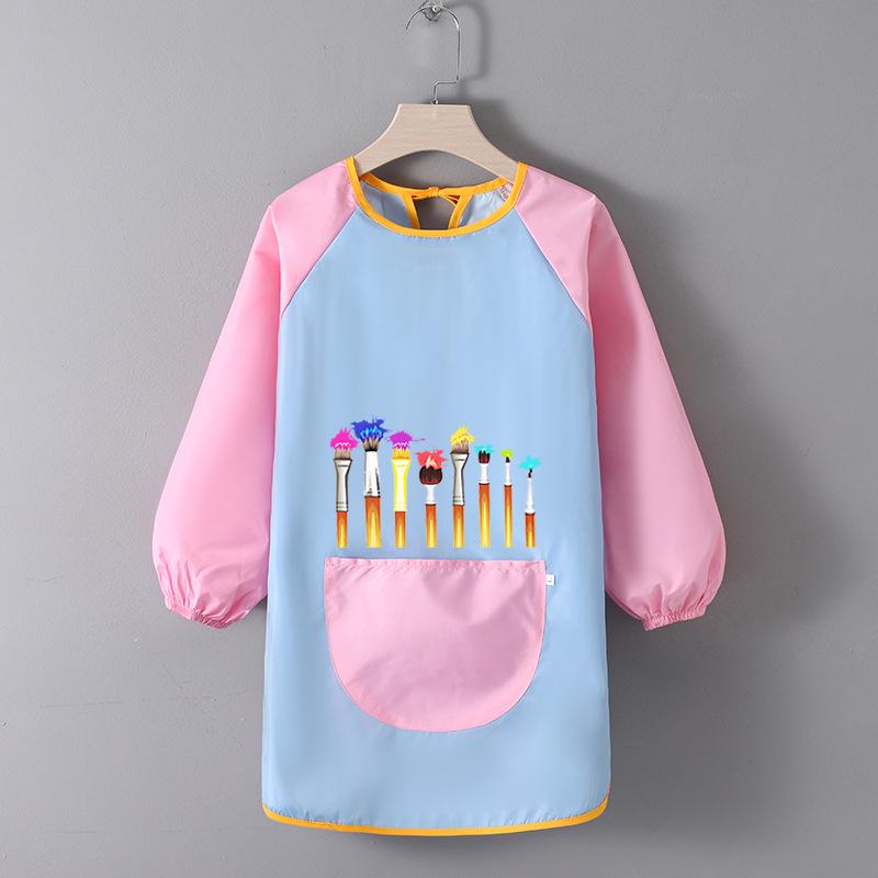 Детский водонепроницаемый художественный фартук с логотипом - Двусторонний фартук для рисования и еды