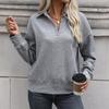 Весенне-осенняя женская толстовка, модная серая толстовка с лацканами, топ с длинными рукавами