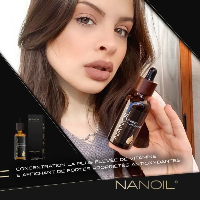 Huile d’Amande - Nanoil - 50ml - Pressée À Froid - Non Raffinée - Hydratante