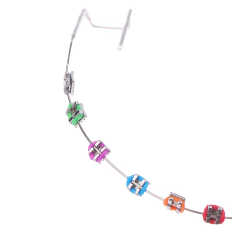 1 пара временных украшений для зубов с металлической проволокой, цветные металлические скобки и ортодонтические лигатуры, стоматологические украшения