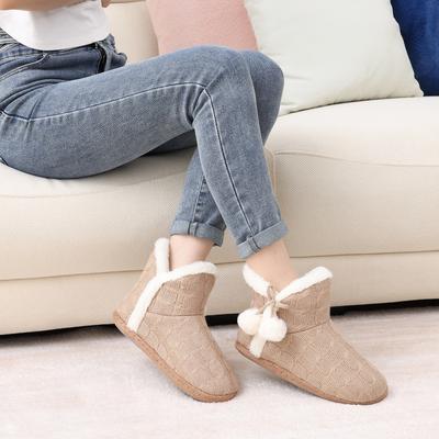 Модные зимние ботинки с улыбкой для женщин, пушистые вязаные ботильоны, тапочки, теплые домашние хлопковые туфли, уличные, домашние, плюшевая подкладка, ботинки для женщин