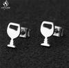 Simple Yoga Om Earring Ball Star Tree Cross Bicycle Stainless Steel Stud Earrings for Women Men T Bar Ear Piercing Gift