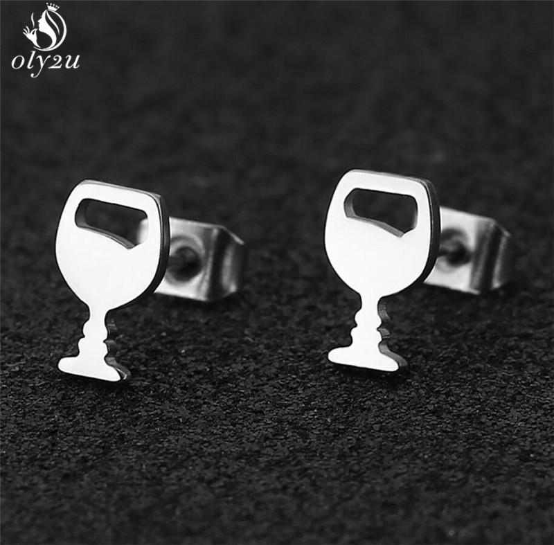 Simple Yoga Om Earring Ball Star Tree Cross Bicycle Stainless Steel Stud Earrings for Women Men T Bar Ear Piercing Gift