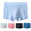 Men Boxers Bulge Pouch Thin Seamless Ice Silk Mid Waist Mesh High Elasticity Solid Color Moisture-wicking Men Underpants Daily Sport Underwear
