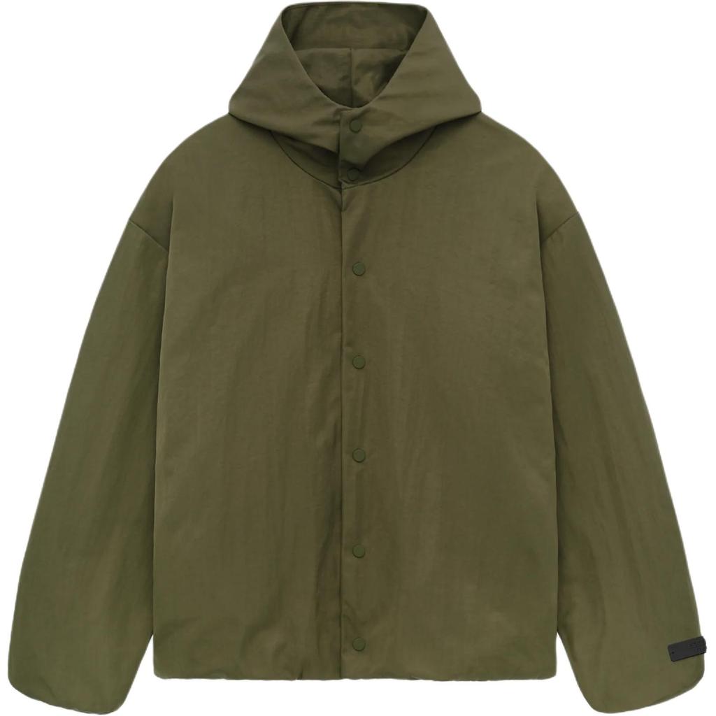 Fear of God Куртка-тренер Essentials из текстурированного нейлона с капюшоном, военная мужская верхняя одежда, зеленая 202BT246375F
