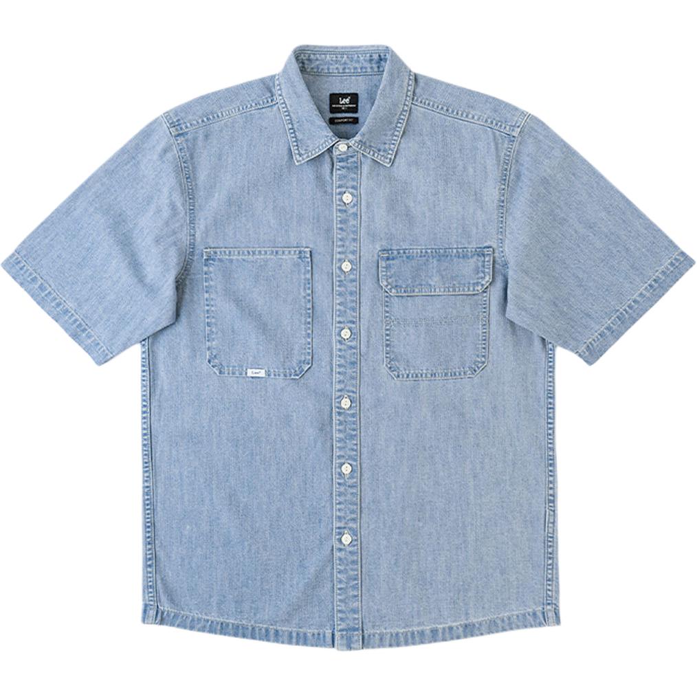 Lee Shirts Men's Square Collar Moderate Denim LMT006934203