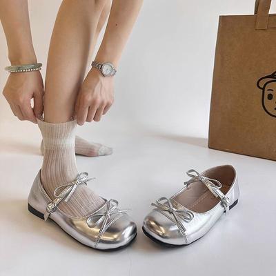 Французские туфли Мэри Джейн с квадратным носком и неглубоким вырезом, лето 2025, новая модная универсальная плоская балетка, маленькие кожаные туфли женские